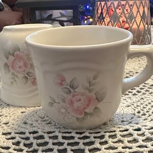 Pfaltzgraff Tea Rose Pink Floral Coffee Cup set of 2